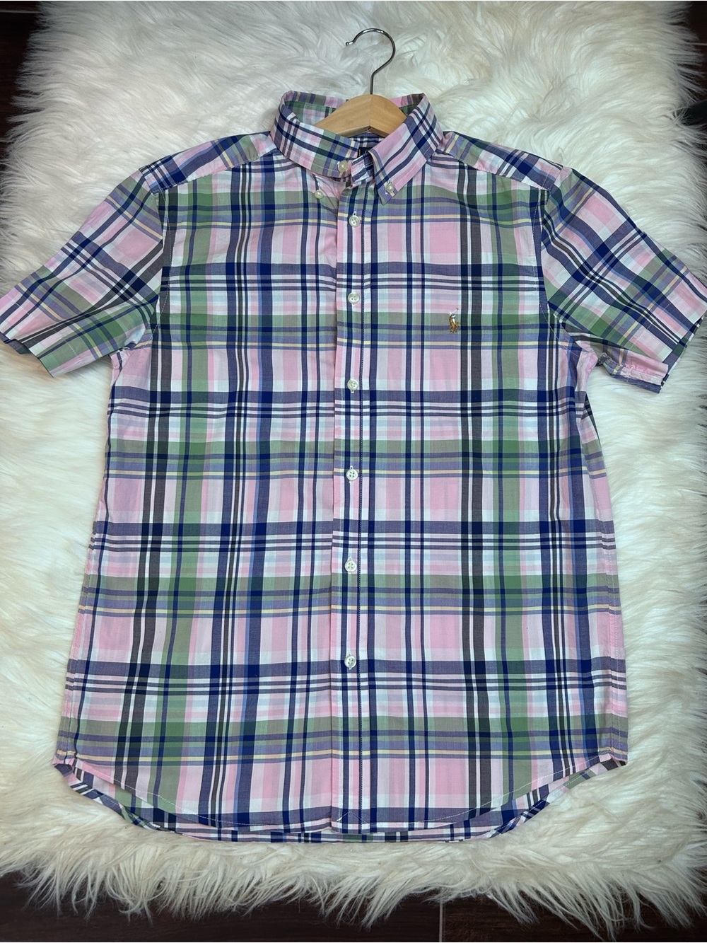 Polo Ralph Lauren Madras Plaid Shirt Boys Large Size 14 - 16 Preppy Classic Cond